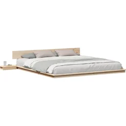 Lits & Accessoires-vidaXL Cadre de lit Marron 200 x 200 cm bois Naturel