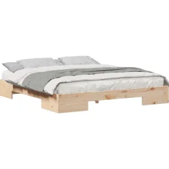 Lits & Accessoires-vidaXL Cadre de lit Marron 200 x 200 cm Naturel