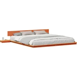 Lits & Accessoires-vidaXL Cadre de lit Marron 200 x 200 cm bois Marron cire