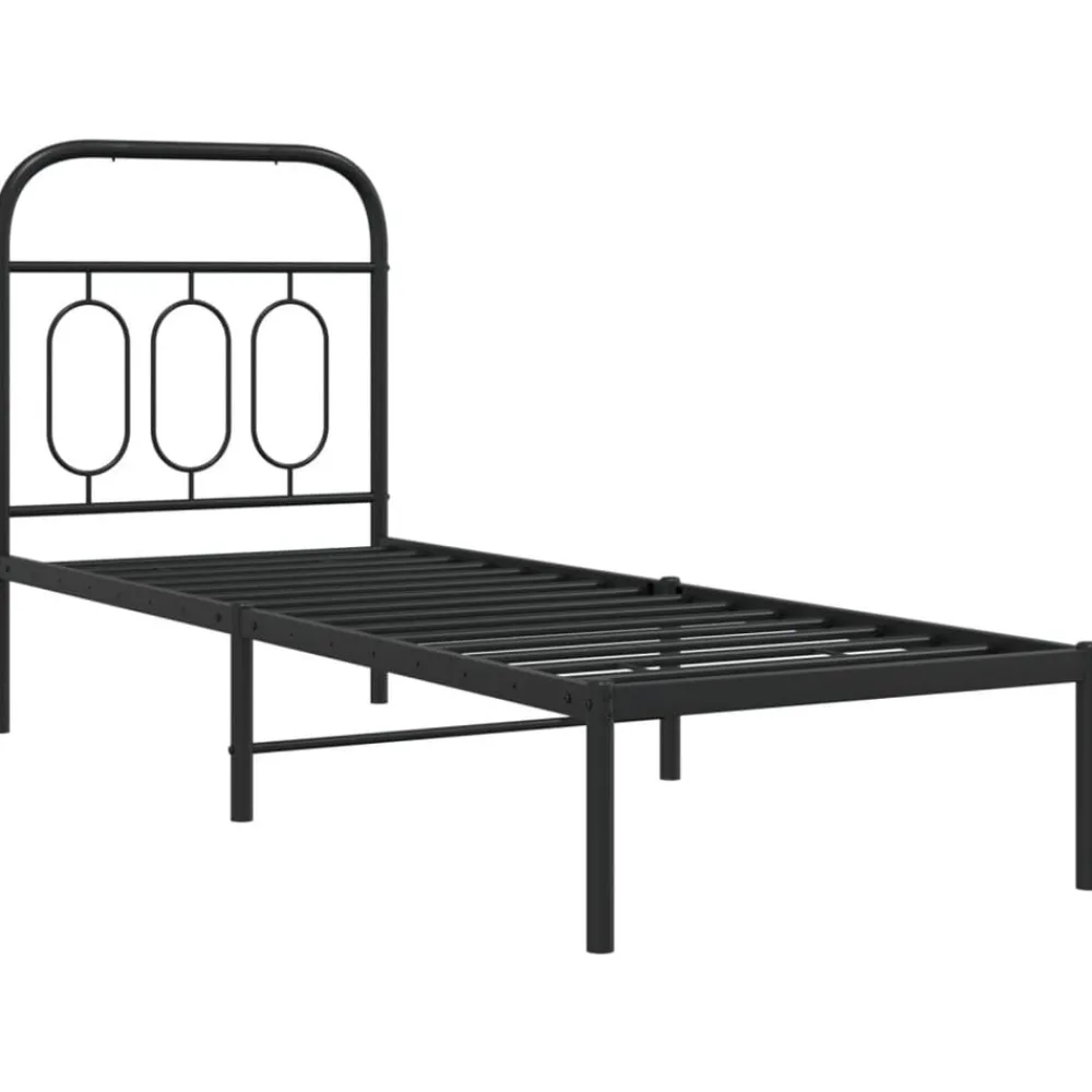 Lits & Accessoires-vidaXL Cadre de lit métal sans matelas avec tête de lit 75x190 cm Noir