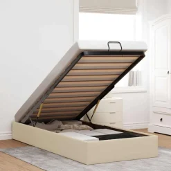 vidaXL Cadre de lit ottoman sans matelas crème 80x200 cm tissu