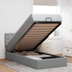 vidaXL Cadre de lit ottoman avec matelas 80x200 cm tissu