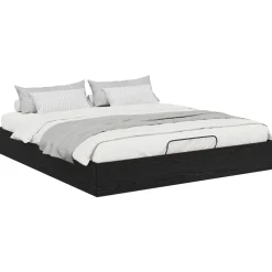 vidaXL Cadre de lit ottoman avec stockage Chêne Noir 203 x 180 x 25 cm