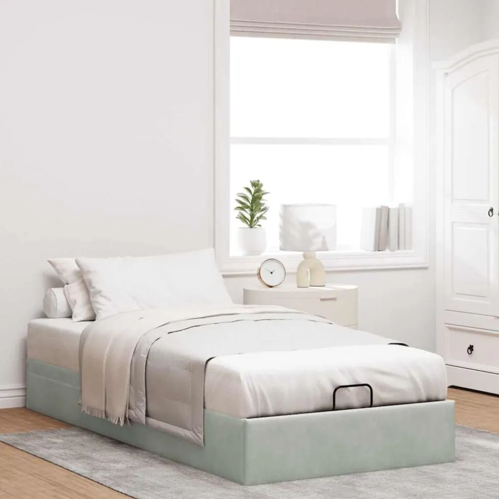 Lits & Accessoires-vidaXL Cadre de lit ottoman sans matelas 80x200 cm velours Gris clair