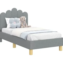 vidaXL Cadre de lit pour tout-petit avec tête de lit tissu