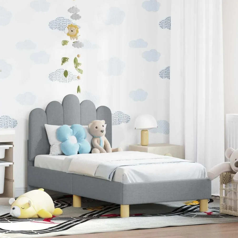 vidaXL Cadre de lit pour tout-petit avec tête de lit tissu