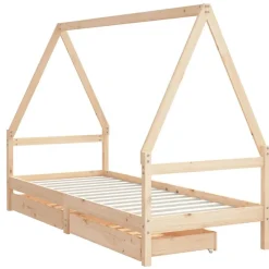 Mobilier Pour Bébés & Tout-Petits-vidaXL Cadre de lit pour enfants gris 80x200 cm bois de pin massif Naturel