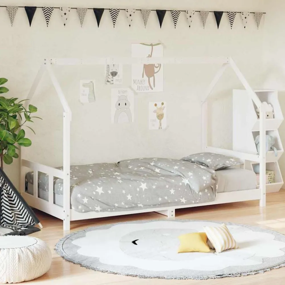 Mobilier Pour Bébés & Tout-Petits-vidaXL Cadre de lit pour enfants 90x200 cm bois de pin massif Blanc