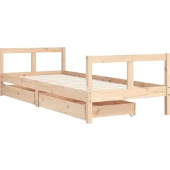 Mobilier Pour Bébés & Tout-Petits-vidaXL Cadre de lit pour enfants gris 80x200 cm bois de pin massif Naturel
