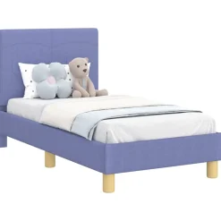 vidaXL Cadre de lit pour tout-petit avec tête de lit Bleu denim tissu