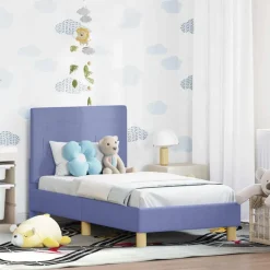 vidaXL Cadre de lit pour tout-petit avec tête de lit Bleu denim tissu