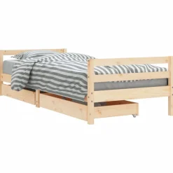 Mobilier Pour Bébés & Tout-Petits-vidaXL Cadre de lit pour enfants gris 80x200 cm bois de pin massif Naturel