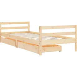 Mobilier Pour Bébés & Tout-Petits-vidaXL Cadre de lit pour enfants gris 80x200 cm bois de pin massif Naturel