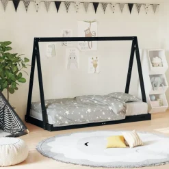Mobilier Pour Bébés & Tout-Petits-vidaXL Cadre de lit pour enfant 80x160 cm bois de pin massif Noir