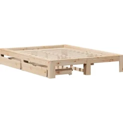 Lits & Accessoires-vidaXL Cadre de lit sans matelas 150x200 cm bois de pin massif Naturel