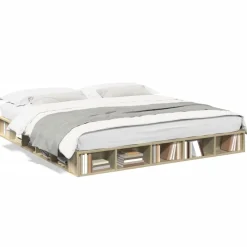 vidaXL Cadre de lit sans matelas chêne sonoma 200x200 cm