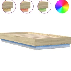 Lits & Accessoires-vidaXL Cadre de lit sans matelas avec lumières LED 100x200 cm Chêne sonoma