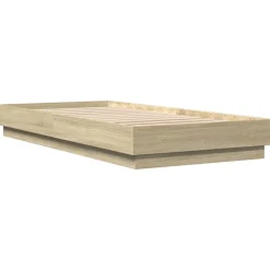 Lits & Accessoires-vidaXL Cadre de lit sans matelas avec lumières LED 100x200 cm Ch&ecirc;ne sonoma