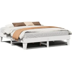 Lits & Accessoires-vidaXL Cadre de lit sans matelas 200x200 cm bois massif de pin Blanc