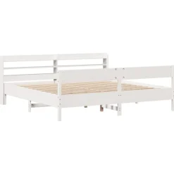 Lits & Accessoires-vidaXL Cadre de lit sans matelas 200x200 cm bois massif de pin Blanc