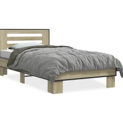 Lits & Accessoires-vidaXL Cadre de lit sans matelas chêne sonoma 75x190 cm Chêne sonoma