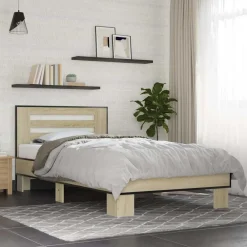 Lits & Accessoires-vidaXL Cadre de lit sans matelas chêne sonoma 75x190 cm Ch&ecirc;ne sonoma