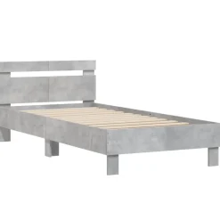 Lits & Accessoires-vidaXL Cadre de lit sans matelas avec tête de lit 100x200cm Gris béton