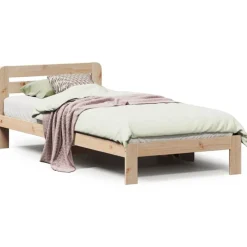 Lits & Accessoires-vidaXL Cadre de lit sans matelas 90x200 cm bois de pin massif Naturel