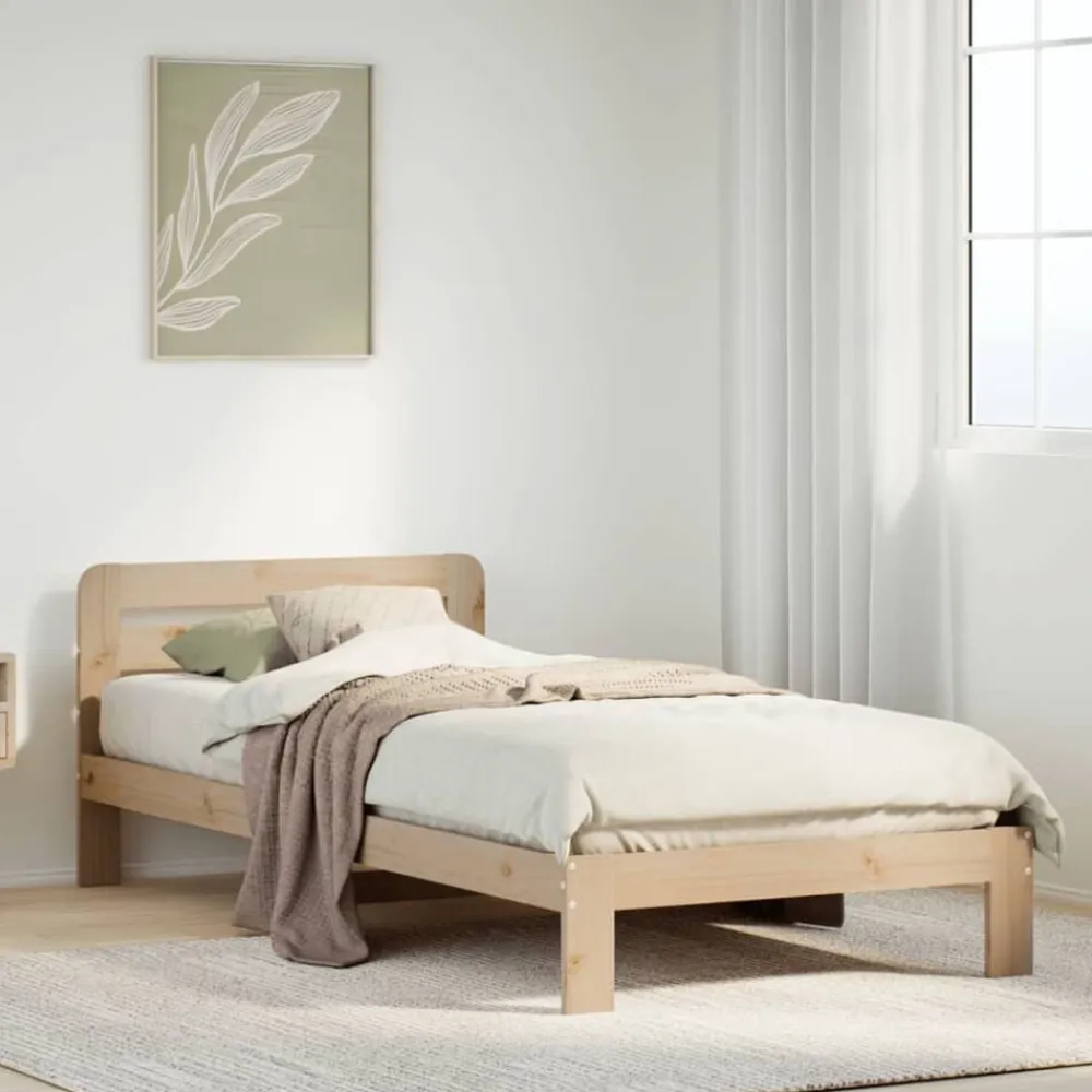 Lits & Accessoires-vidaXL Cadre de lit sans matelas 90x200 cm bois de pin massif Naturel