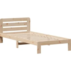 Lits & Accessoires-vidaXL Cadre de lit sans matelas 90x200 cm bois de pin massif Naturel
