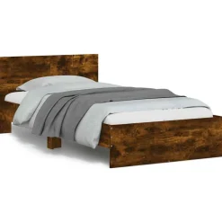Lits & Accessoires-vidaXL Cadre de lit sans matelas avec tête de lit chêne fumé 100x200cm Ch&ecirc;ne fumé