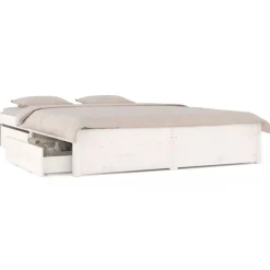 Lits & Accessoires-vidaXL Cadre de lit sans matelas avec tiroirs Blanc