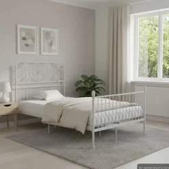 Lits & Accessoires-vidaXL Cadre de lit sans matelas métal 120x200 cm Blanc