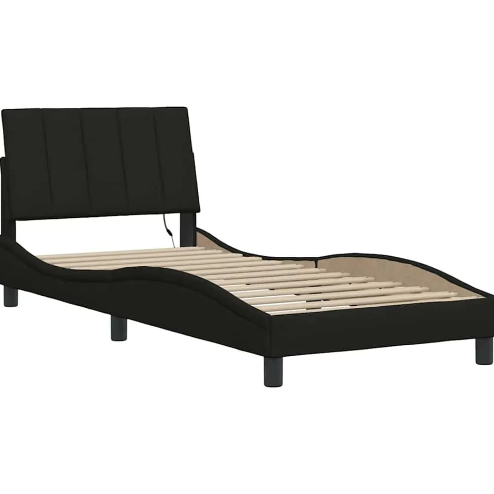 Lits & Accessoires-vidaXL Cadre de lit sans matelas Hanko 80x200 cm tissu Noir