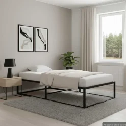 Lits & Accessoires-vidaXL Cadre de lit sans matelas métal 90x200 cm Noir