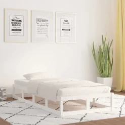 Lits & Accessoires-vidaXL Cadre de lit sans matelas 90x200 cm bois massif Blanc