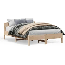 Lits & Accessoires-vidaXL Cadre de lit sans matelas 140x200 cm bois massif de pin Naturel