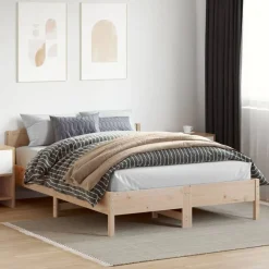 Lits & Accessoires-vidaXL Cadre de lit sans matelas 140x200 cm bois massif de pin Naturel