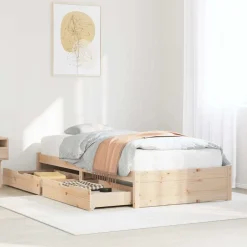 Lits & Accessoires-vidaXL Cadre de lit sans matelas 75x190 cm bois de pin massif Naturel