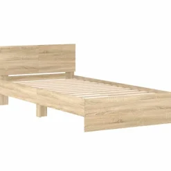 Lits & Accessoires-vidaXL Cadre de lit sans matelas avec tête de lit 100x200 cm Ch&ecirc;ne sonoma