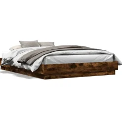 Lits & Accessoires-vidaXL Cadre de lit sans matelas chêne fumé 120x200 cm Ch&ecirc;ne fumé