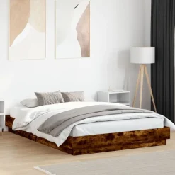 Lits & Accessoires-vidaXL Cadre de lit sans matelas chêne fumé 120x200 cm Ch&ecirc;ne fumé