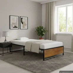 Lits & Accessoires-vidaXL Cadre de lit sans matelas noir métal 90x200 cm
