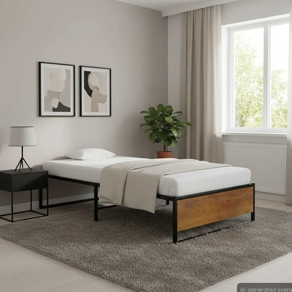 Lits & Accessoires-vidaXL Cadre de lit sans matelas noir métal 90x200 cm