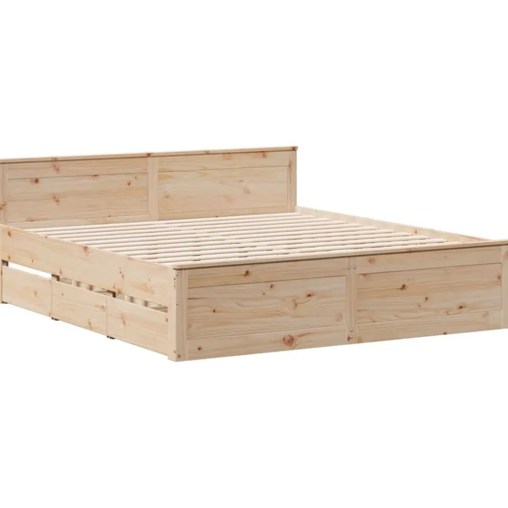 Lits & Accessoires-vidaXL Cadre de lit sans matelas avec tête de lit 200x200 cm bois pin Naturel