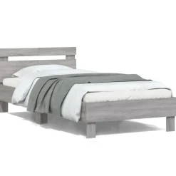 Lits & Accessoires-vidaXL Cadre de lit sans matelas avec tête de lit 100x200 cm Sonoma gris