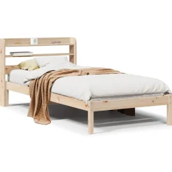 Lits & Accessoires-vidaXL Cadre de lit sans matelas 75x190 cm bois de pin massif Naturel
