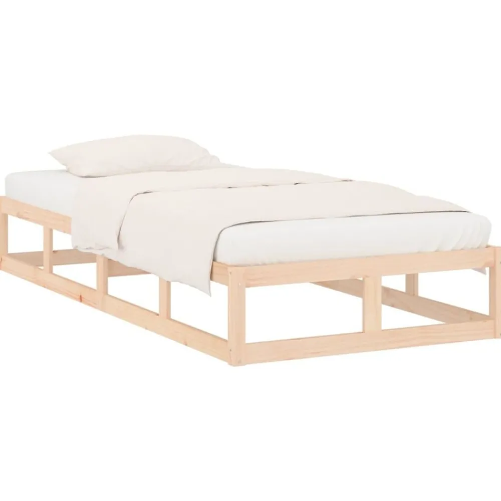Lits & Accessoires-vidaXL Cadre de lit sans matelas 90x200 cm bois massif Naturel