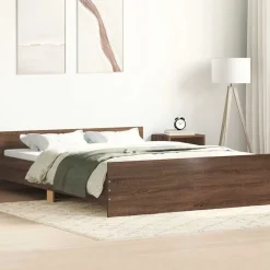 Lits & Accessoires-vidaXL Cadre de lit sans matelas chêne marron 120x200 cm Ch&ecirc;ne marron
