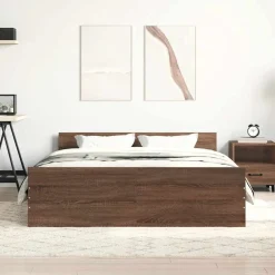 Lits & Accessoires-vidaXL Cadre de lit sans matelas chêne marron 120x200 cm Ch&ecirc;ne marron